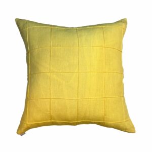 Almofada Cambraia de Linho Nervura Quadriculada Amarelo