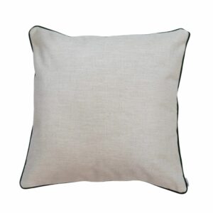 Almofada Lisa em Linho Misto Natural com Rolote Verde