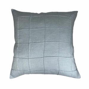 Almofada Cambraia de Linho Nervura Quadriculada Azul Brisa